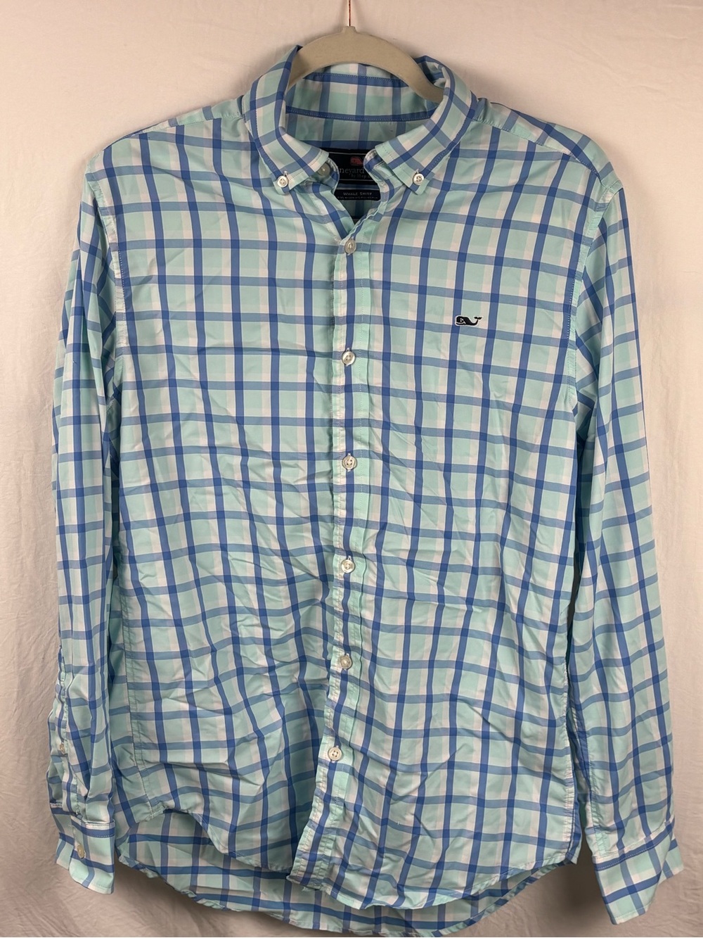 Vineyard Vines Men's small Light Blue Plaid Button-Down Shirt